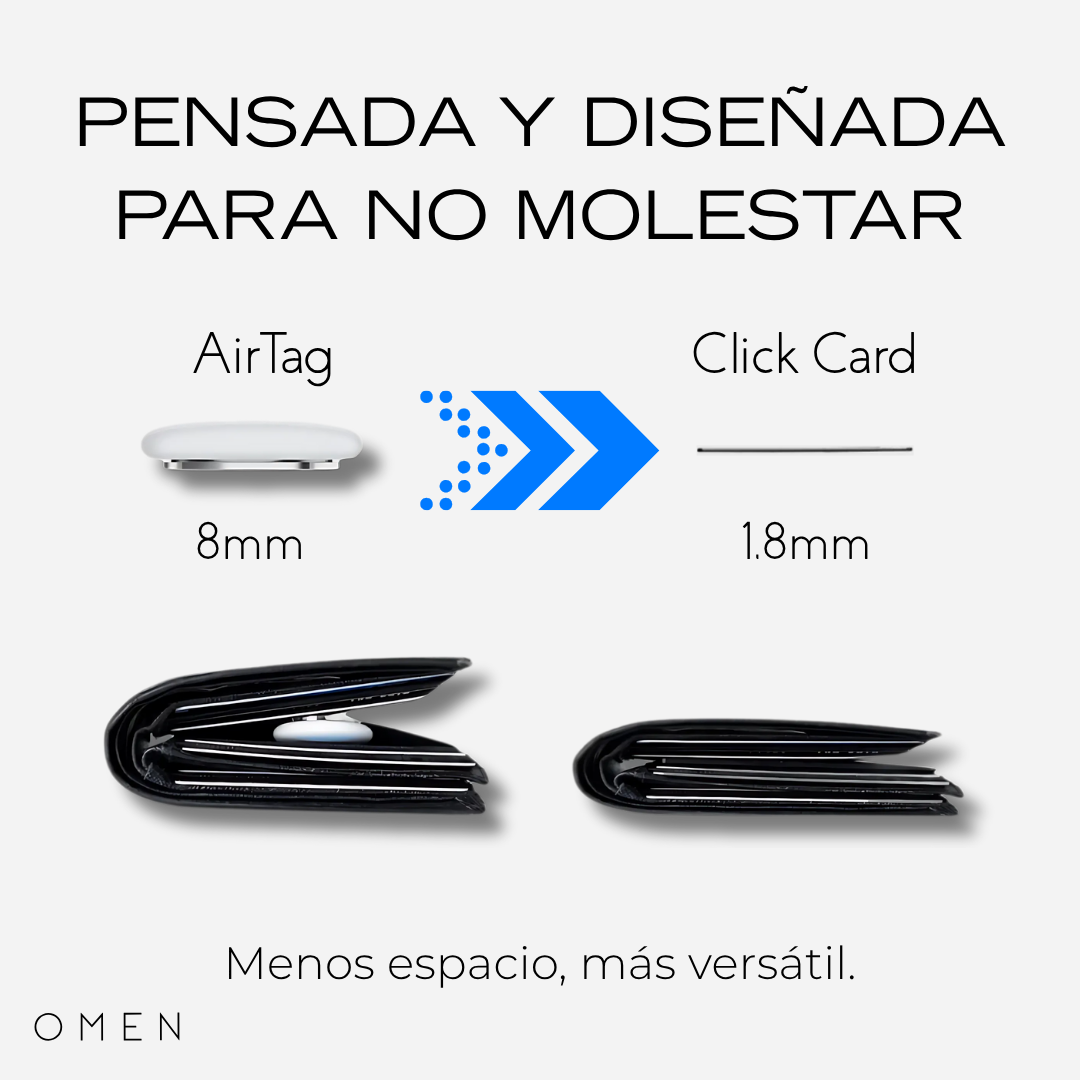 CLICK CARD™ – TARJETA LOCALIZADORA COMPATIBLE CON "BUSCAR" DE APPLE